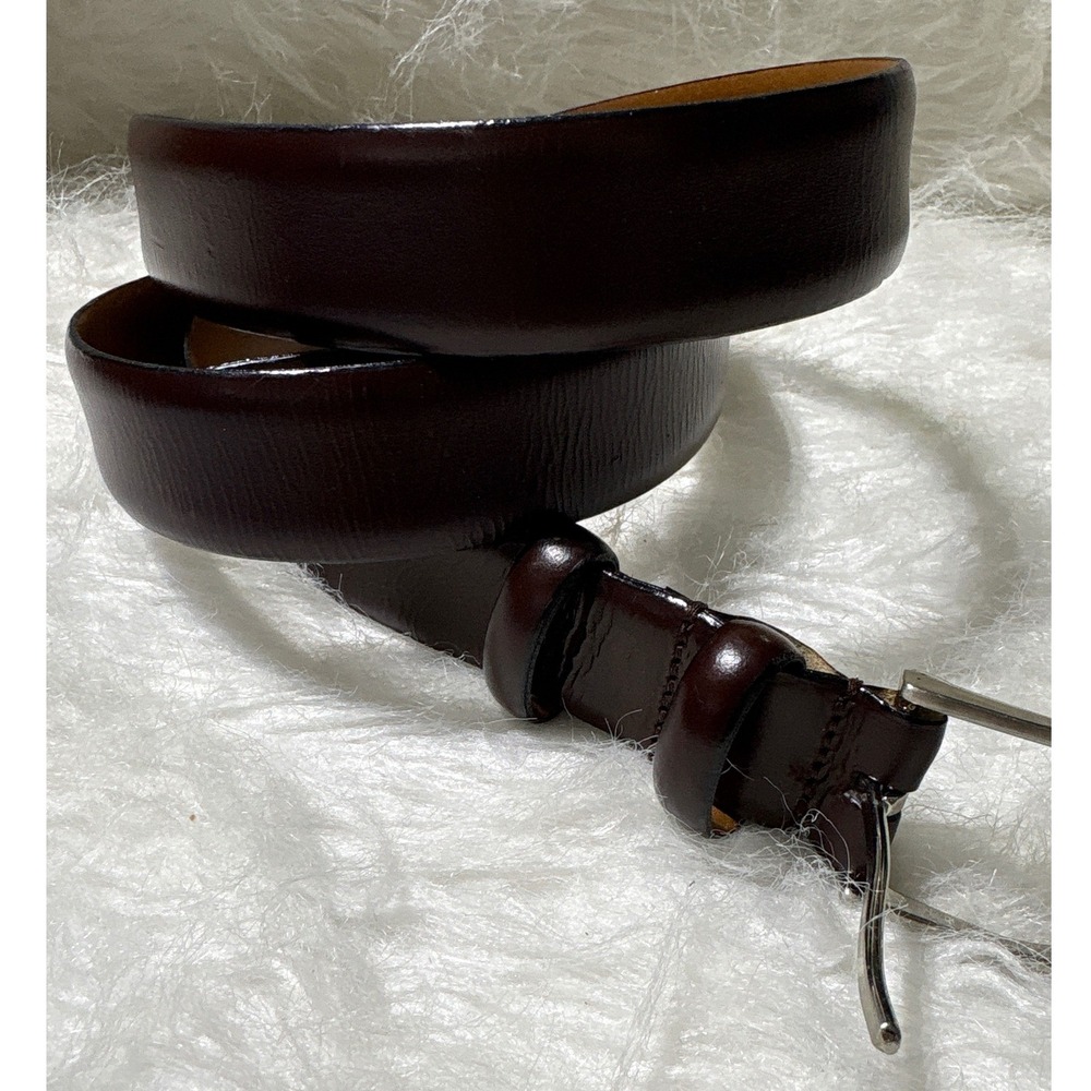 Belt Mens Classic Everyday Wear Dark Brown Full Grain Italian Leather Excellent